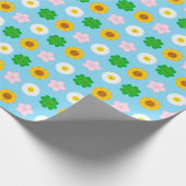 Kawaii Spring Flowers (Blauw) Cadeaupapier (Hoek)