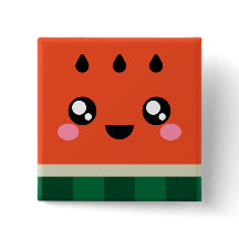 Kawaii Square Watermeloen Button / Pin / Badge