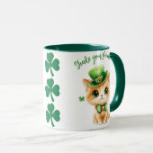 Kawaii St. Patrick’s Day Chat Mug - Chat Chauffeur (Devant droit)
