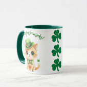 Kawaii St. Patrick’s Day Chat Mug - Chat Chauffeur (Devant gauche)