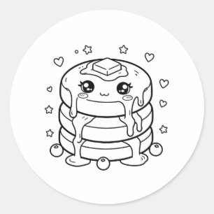Kawaii stapel kleuren van pannenkoeken ronde sticker