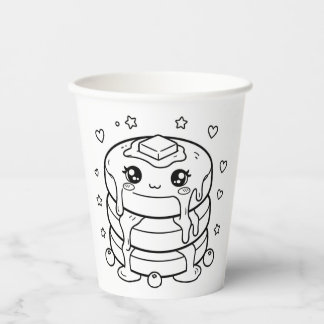 Kawaii stapel pannenkoeken kleuren papieren bekers