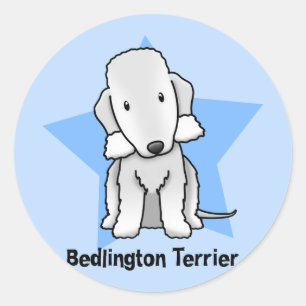 Kawaii Star Bedlington Terrier Ronde Sticker