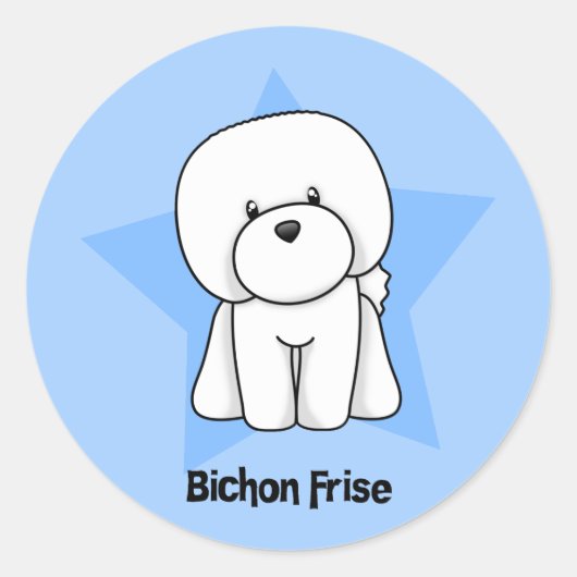 Kawaii Star Bichon Frise Ronde Sticker (Voorkant)