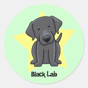 Kawaii Star Black Lab Ronde Sticker
