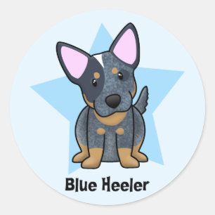 Kawaii Star Blue Heeler Ronde Sticker