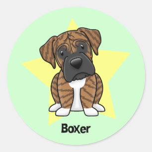 Kawaii Star Brindle Boxer Ronde Sticker