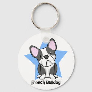 Kawaii Star BW French Bulldog Sleutelhanger