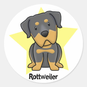Kawaii Star Rottweiler Ronde Sticker