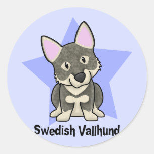 Kawaii Star Swedish Vallhund Ronde Sticker