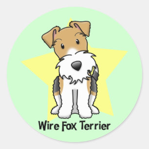 Kawaii Star Wire Fox Terrier Ronde Sticker