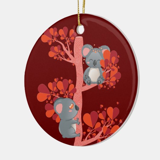 Kawaii stel koalas met hartenboom keramisch ornament (Links)