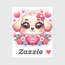 Kawaii stijl Schattigee Puppy met liefdesboodschap
