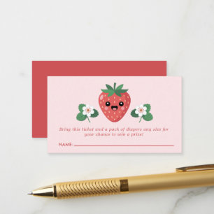 Kawaii Strawberry Baby Shower Luiers Raffle Informatiekaartje
