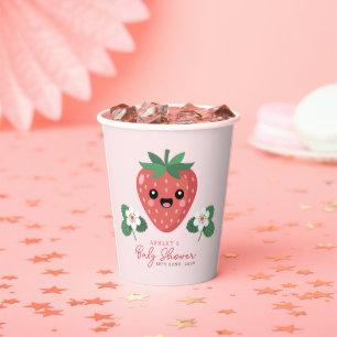 Kawaii Strawberry Baby Shower Papieren Bekers
