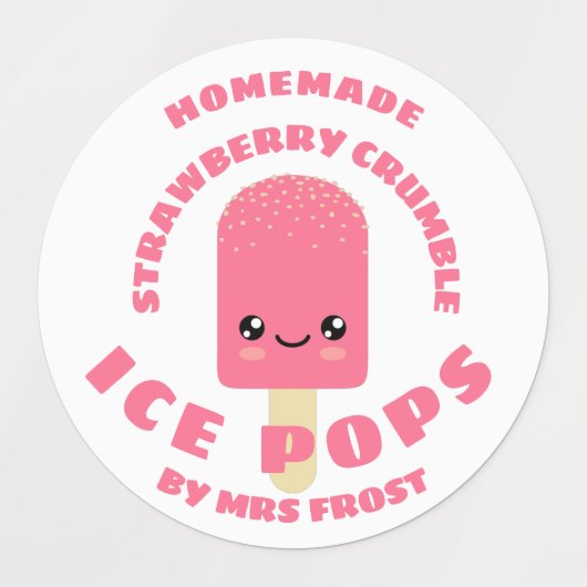 Kawaii Strawberry Crumble Ice Poppen Labels (Design 1)