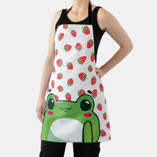 Kawaii Strawberry Frog Apron Schort (Insitu)