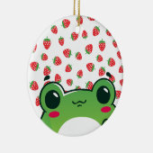 Kawaii Strawberry Frog Keramisch Ornament (Rechts)