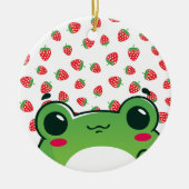 Kawaii Strawberry Frog Keramisch Ornament (Voorkant)