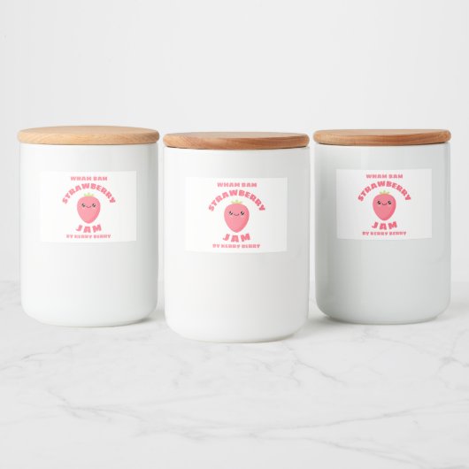 Kawaii Strawberry Jam Voedselcontainer Etiket (Flessen)