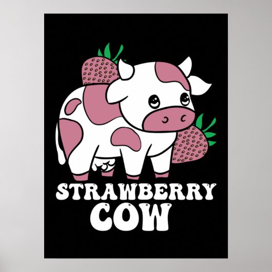 Kawaii Strawberry Koe Crazy Koe Lady Boerderij Ani Poster (Voorkant)