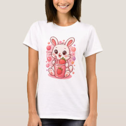 Kawaii Strawberry Milk Bunny – Schattige roze koni T-shirt