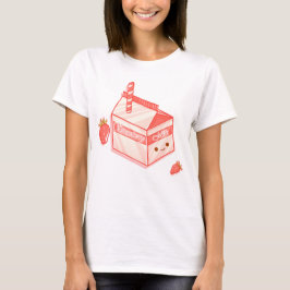 Kawaii Strawberry Milk Carton - Cute Aesthetic Art T-shirt