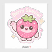 Kawaii Strawberry Sticker – Decor for Laptop (Feuille)