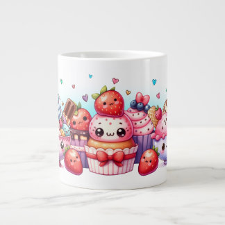 Kawaii Strawberry Sweets and Ice Cream Friends Extra Grote Beker