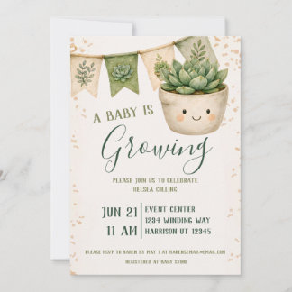 Kawaii Succulent Baby Shower Kaart