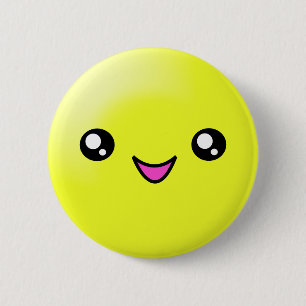 Kawaii Sugar Stippen Lemon Happy Face Button