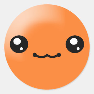 Kawaii Sugar Stippen Sinaasappel Happy Face Sticke Ronde Sticker