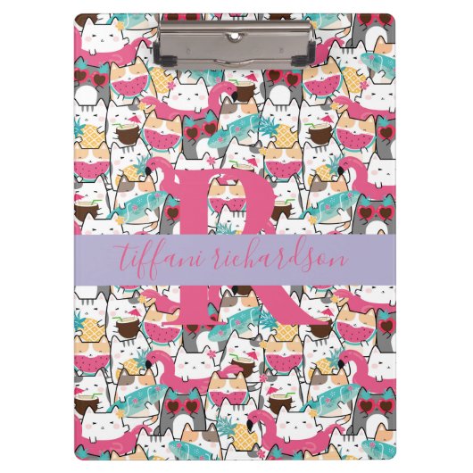 Kawaii Summer Cute Kitty Cats Klembord (Voorkant)