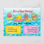 Kawaii Summer Fruit Uitnodiging Briefkaart (Voorkant)