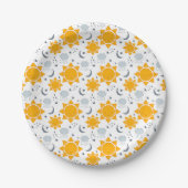 Kawaii Suns, Moons en Clouds Papieren Bordje (Voorkant)