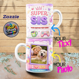 Kawaii "Super Zus" Gaming & Eenhoorn Fotocollage Koffiemok