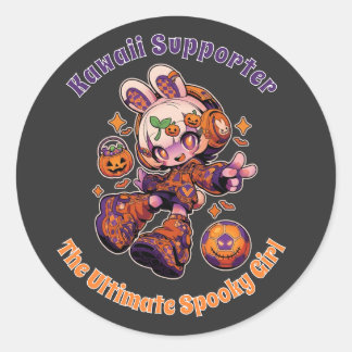 Kawaii Supporter Halloween Anime Girl Soccer  Ronde Sticker