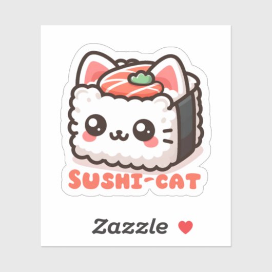 Kawaii Sushi-Cat Pun Sticker (Vel)