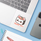 Kawaii Sushi-Cat Pun Sticker (Laptop met iPhone)