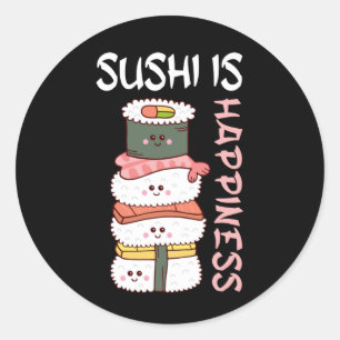 Kawaii Sushi Happy Anime Cute Japans eten Ronde Sticker