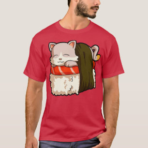 Kawaii Sushi Kat Schattige Neko Kat Lover Otaku Ja T-shirt