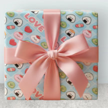 Kawaii Sushi Mochi Eten LIEFDE Patroon