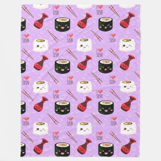 Kawaii Sushi Pattern Fleece Deken (Voorkant)