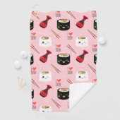 Kawaii Sushi Pattern Light Roze Golfhanddoek (Insitu)