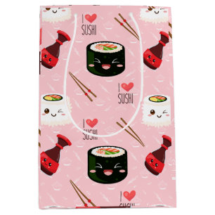 Kawaii Sushi Pattern Light Roze Medium Cadeauzakje