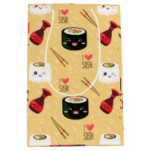 Kawaii Sushi Pattern Light Yellow