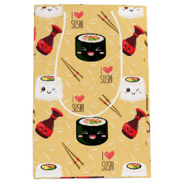 Kawaii Sushi Pattern Light Yellow Medium Cadeauzakje