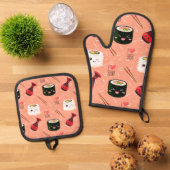 Kawaii Sushi Pattern Ovenwant & Pannenlap Set (Top down)