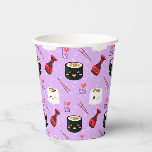 Kawaii Sushi Pattern Papieren Bekers (Voorkant)
