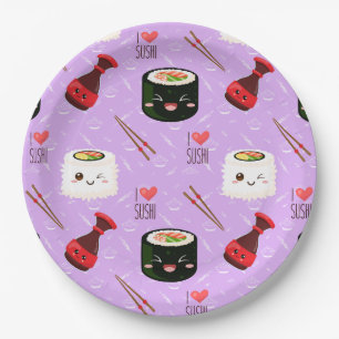 Kawaii Sushi Pattern Papieren Bordje